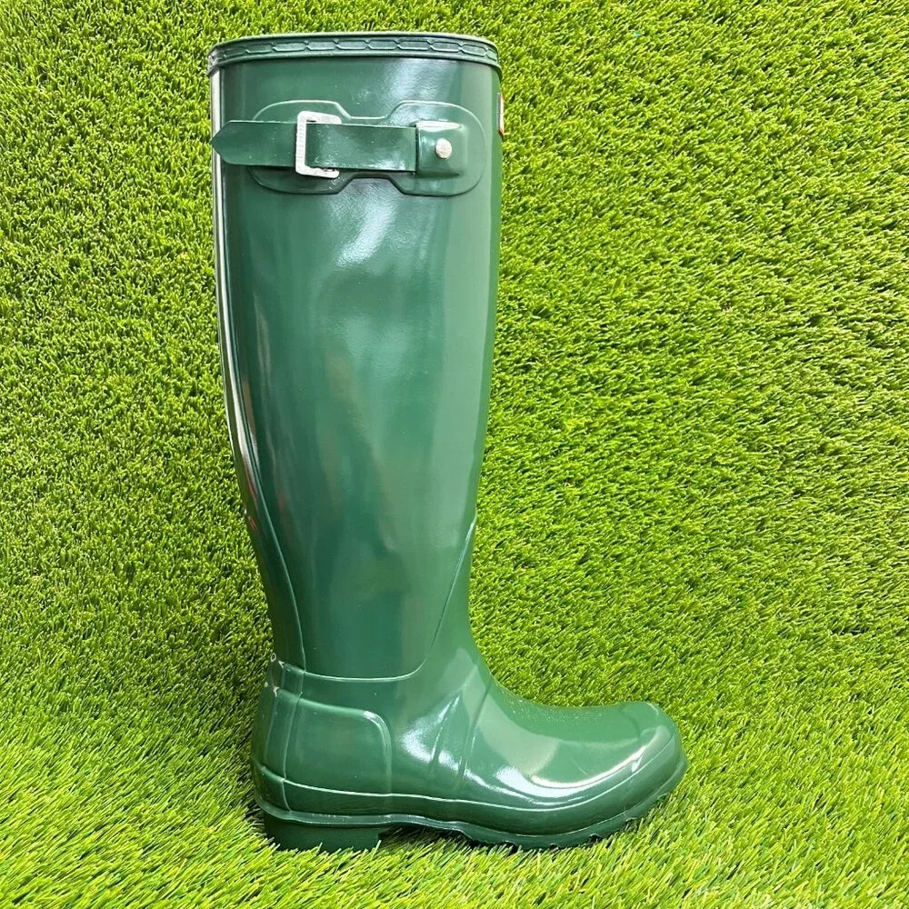 Hunter Original Tall Gloss Womens Size 5 Green Outdoor Waterproof Rain Boots
